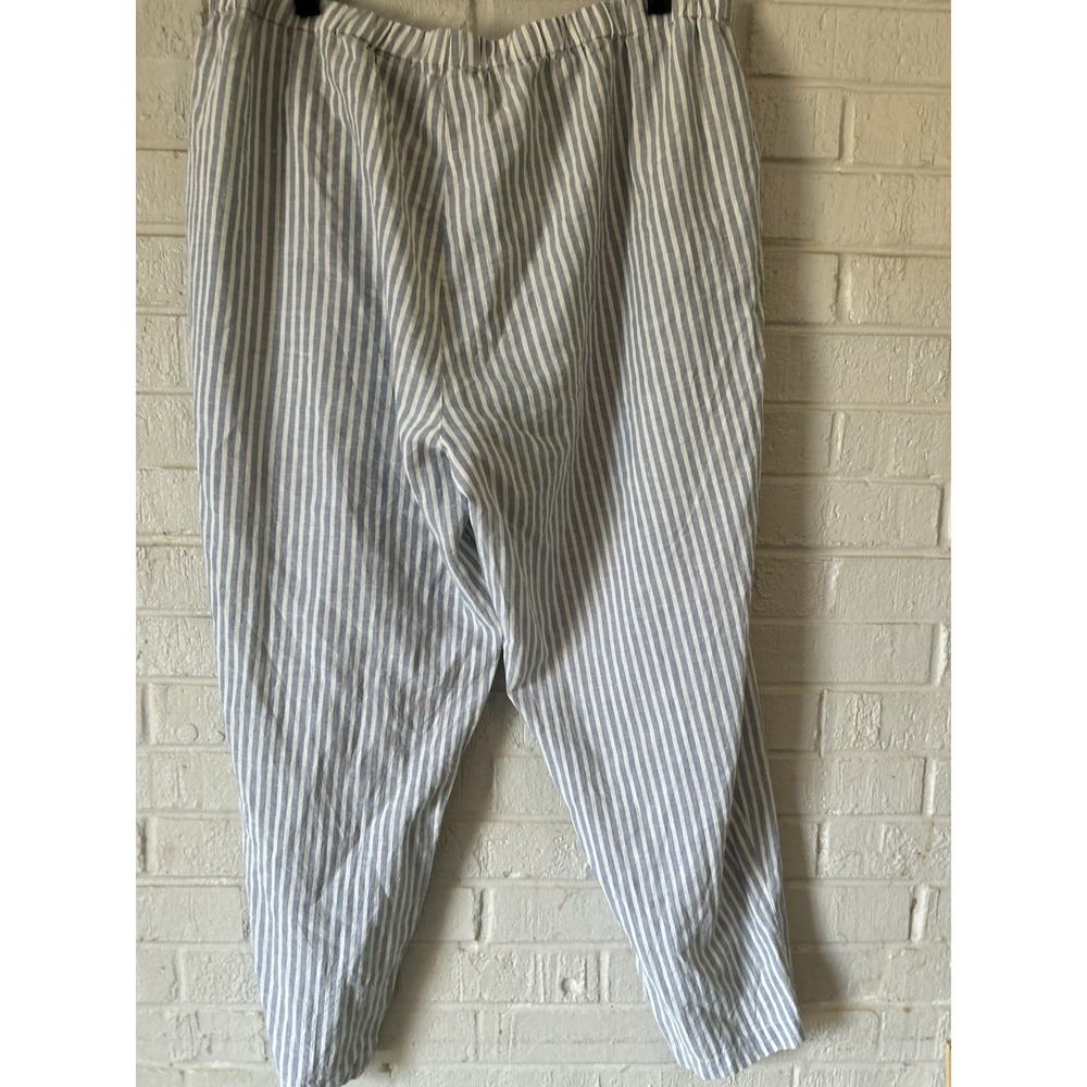 Eileen Fisher Women's Blue White Striped Hemp Organic Cotton Pull-On Pants XL - Picture 6 of 10
